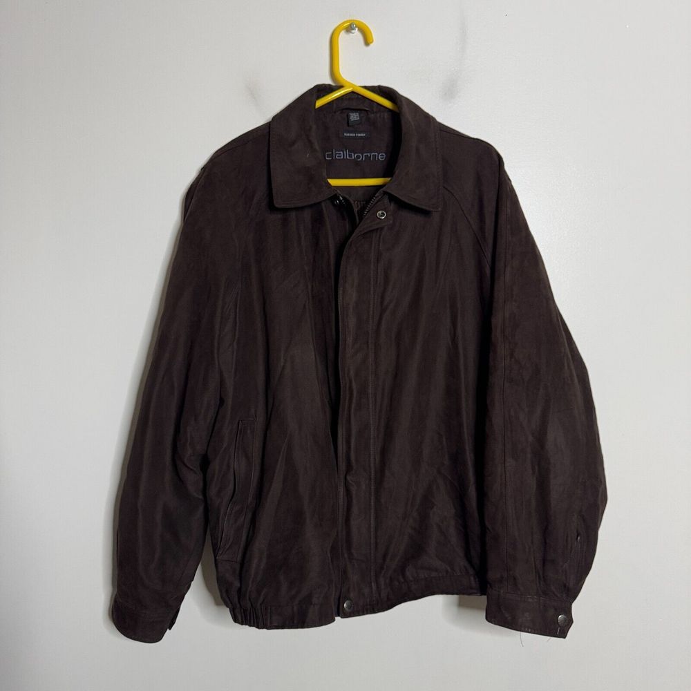Claiborne Suede Leather Shacket 2XL Solid Brown Shirt‎ Jacket